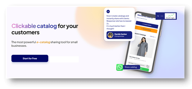 Catawiz interactive catalog shared on WhatsApp with product inquiry options